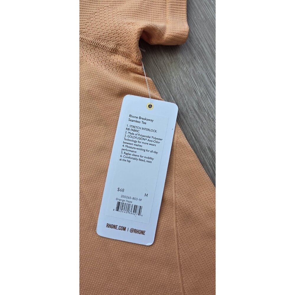 RHONE Womens M Orange Haze Breakaway Ribbed Tee GOLD FUSION Athletic - Picture 4 of 9